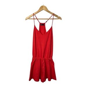 GAP Red Orange Cami Romper Jumpsuit Sleeveless‎ V Neck Casual Summer Size XS
